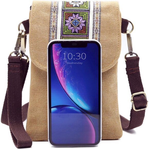 Women's Brown Vintage Embroidered Cute Mini Cross Body Bag Small Handbags - Picture 3 of 6